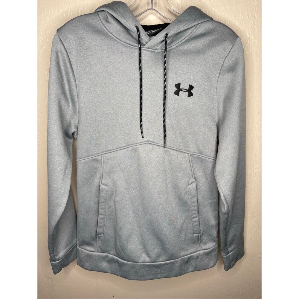 Under Armour ColdGear Gray Fleece Hoodie Loose Fit Pullover Sweatshirt XS-135